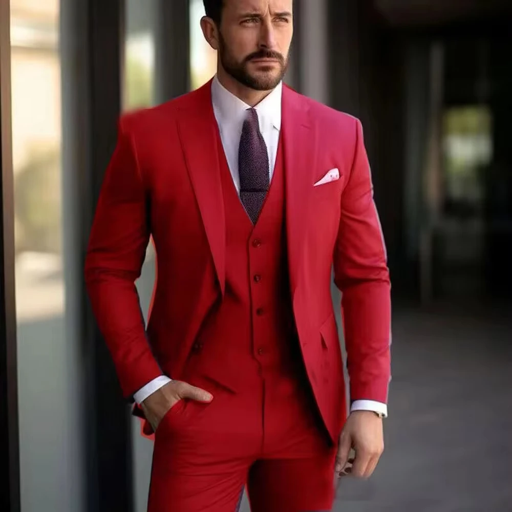 Formal Purple Single Button Shawl Collar Men Suit 3PCS Jacket Vest Outfits Casual Party Prom Wedding Set for Wedding Groom