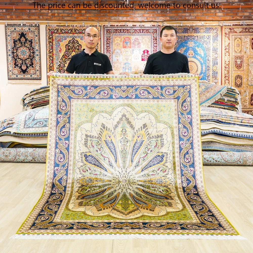 

Wholesale 152x213cm Pure Oriental Handmade Silk Carpet High End Hand Afghan Turkish Vintage Square Living Bedroom Kids Low