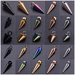 10pcs Stainless Steel Cone Charms Pendants Retro Bullet Spike Beads Charms For Women Man Punk Hoop Earring Making Supplies