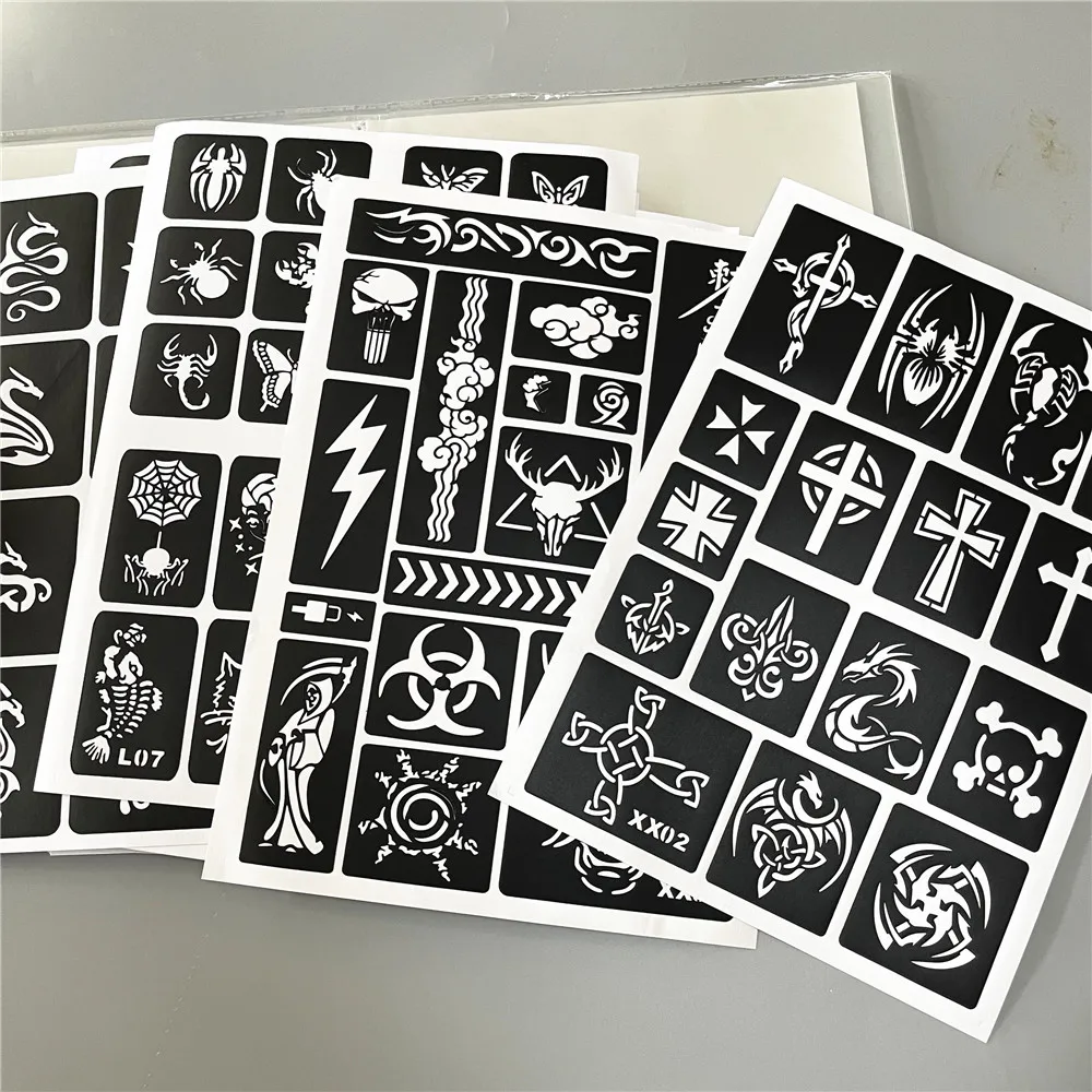 40 Sheet 1000 Maps Small Reusable Henna Tattoo Stencil Sticker Set Temporary Airbrush Glitter Templates for Face Body Painting