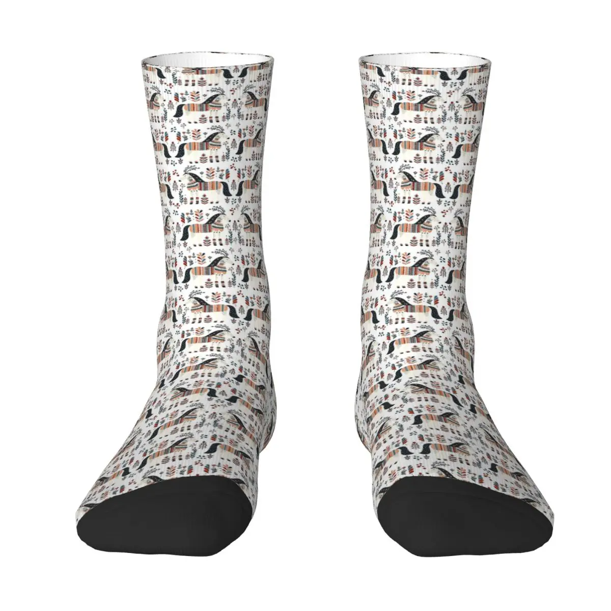 Horse Haven Scandinavian Inspired Horses And Flowers Unisex Winter Socks Cycling Happy Socks Street Style Crazy Sock