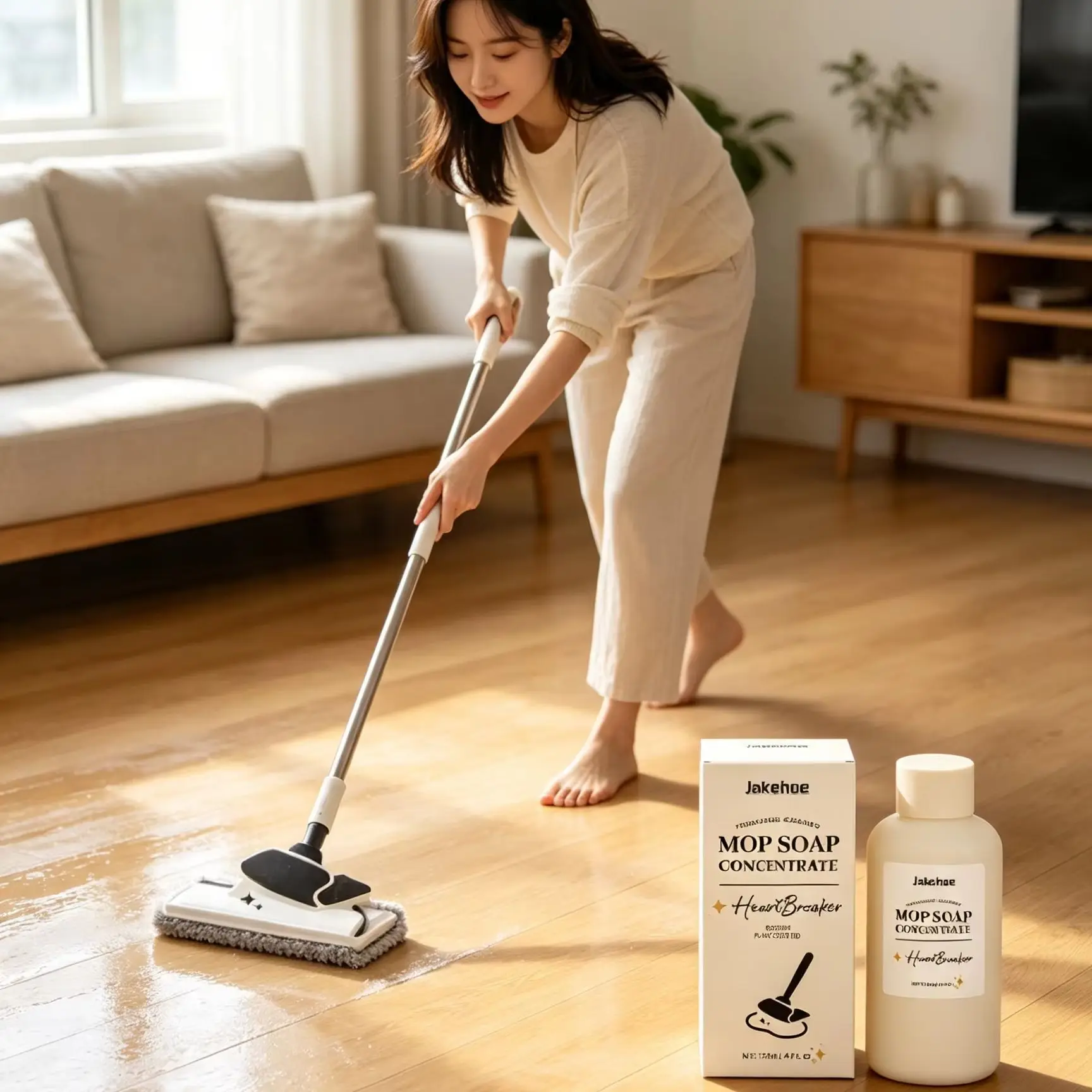 Jakehoe Mop Soap Floor Cleaner for Hardwood Tile Stone Stubborn Stain Remover Household Multifunction Floor Polish Cleaner 120ml