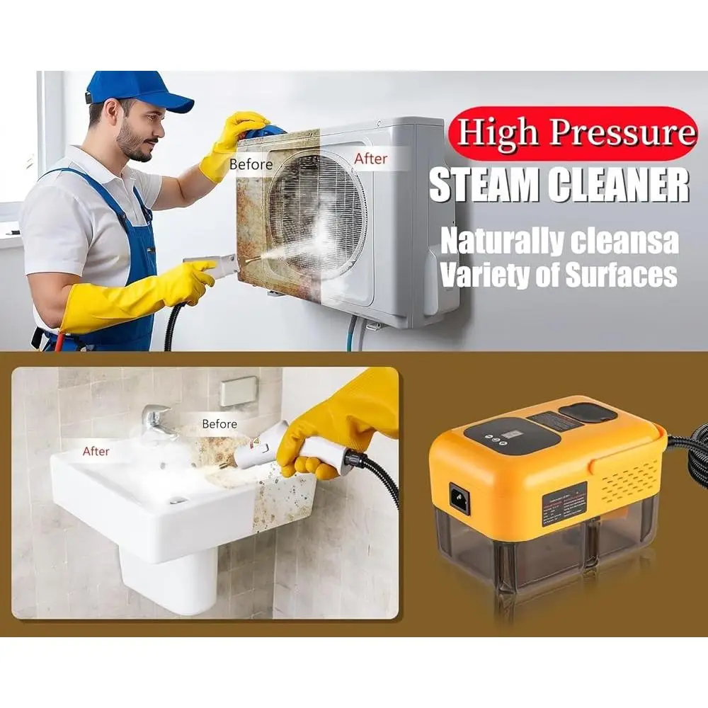 Handheld Steam Cleaner 2500W High Pressure Steamer Multi-Surface Cleaning Grout Tile Car Home Upholstery with 15 Accessories