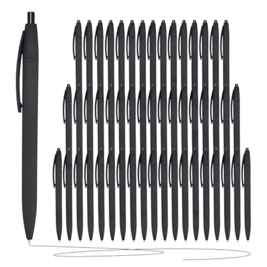 

50 Pack Retractable Ballpoint Pens Ink, 1.0mm Medium Point Smooth Writing No Smear Click Pens Bulk, Office School Supplies for