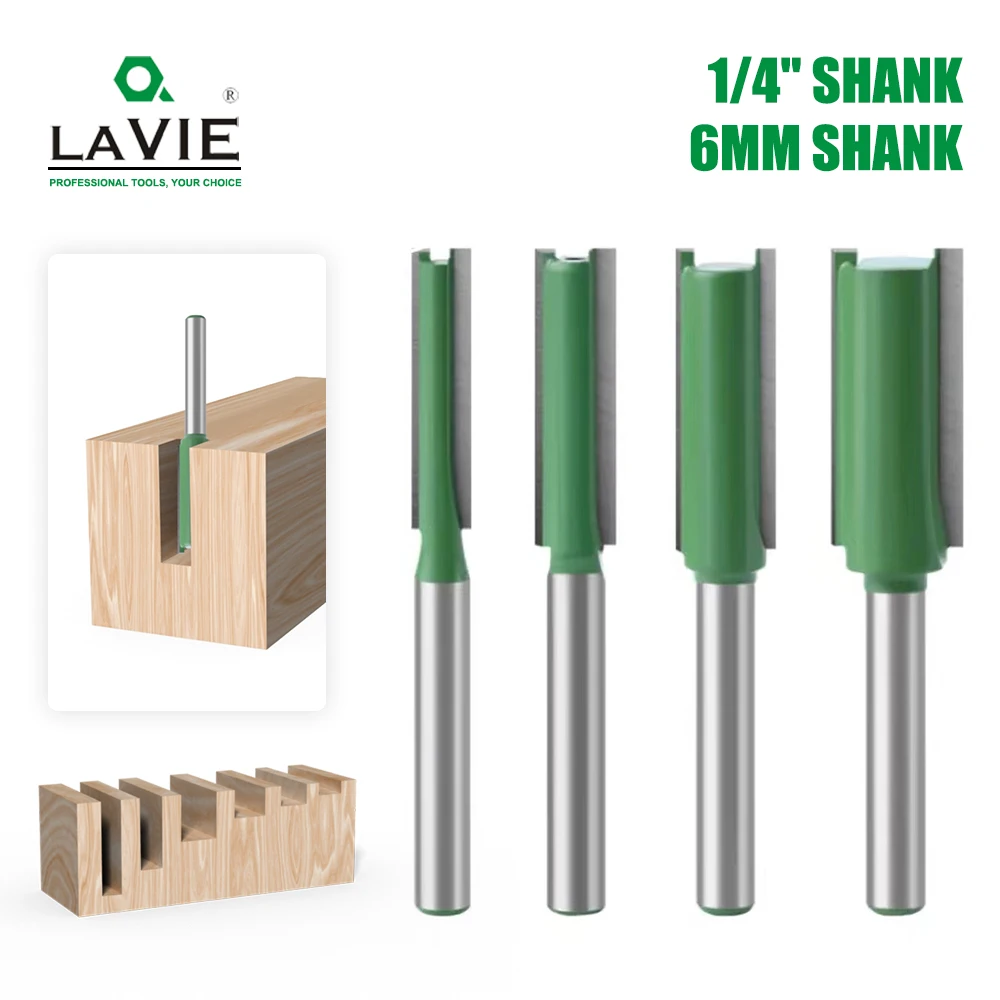 

LAVIE 1pc Router Bits Woodworking 6mm 1/4 Shank Cleaning Bottom Bit Straight Router Bit Set Clean Milling Cutter Woodworking