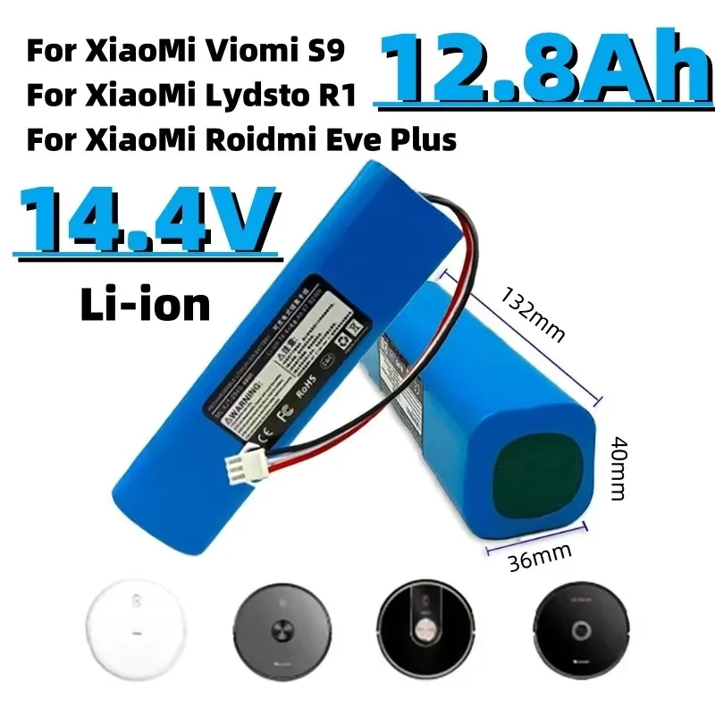 14.4V/ Robot Vacuum Battery for Xiaomi Yunmi S9, Ruimi R1, and Roidmi Eve Plus 14.8V Lithium Battery 2P4S 5200mAh