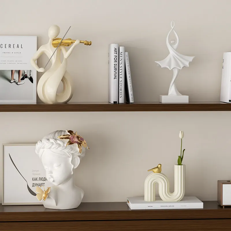 Creative Abstract Figures Music Violin Statue Resin Crafts Living Room Table Top Wine Rack Ornaments Sculpture Modern Home Decor