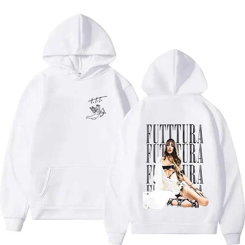 المغني TINI STOESSEL Tour 2025 Harajuku الجمالية المتضخم هوديس رجالي الخريف/الشتاء الصوف عادية القوطية كم طويل البلوز