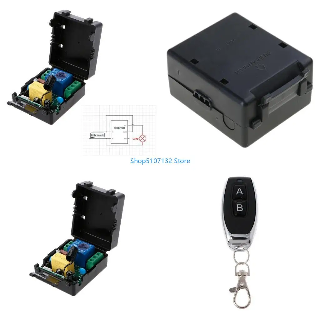 

87HD 433 MHz RF Remote Control 110V-220V 10A 1CH Receiver for Garage/Door/Curt