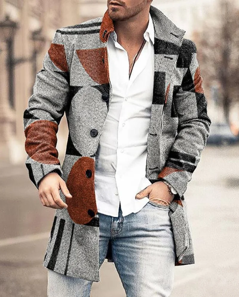 Popular Coat 2022 European and American Winter New Wool Windbreaker Stand Collar Medium Long Pocket Casual Coat