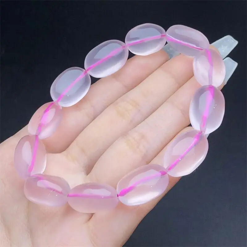 Natural Freeform Rose Quartz Bracelet String Charms Handmade Fortune Energy Mineral Woman Amulet Jewelry Gift 1PCS