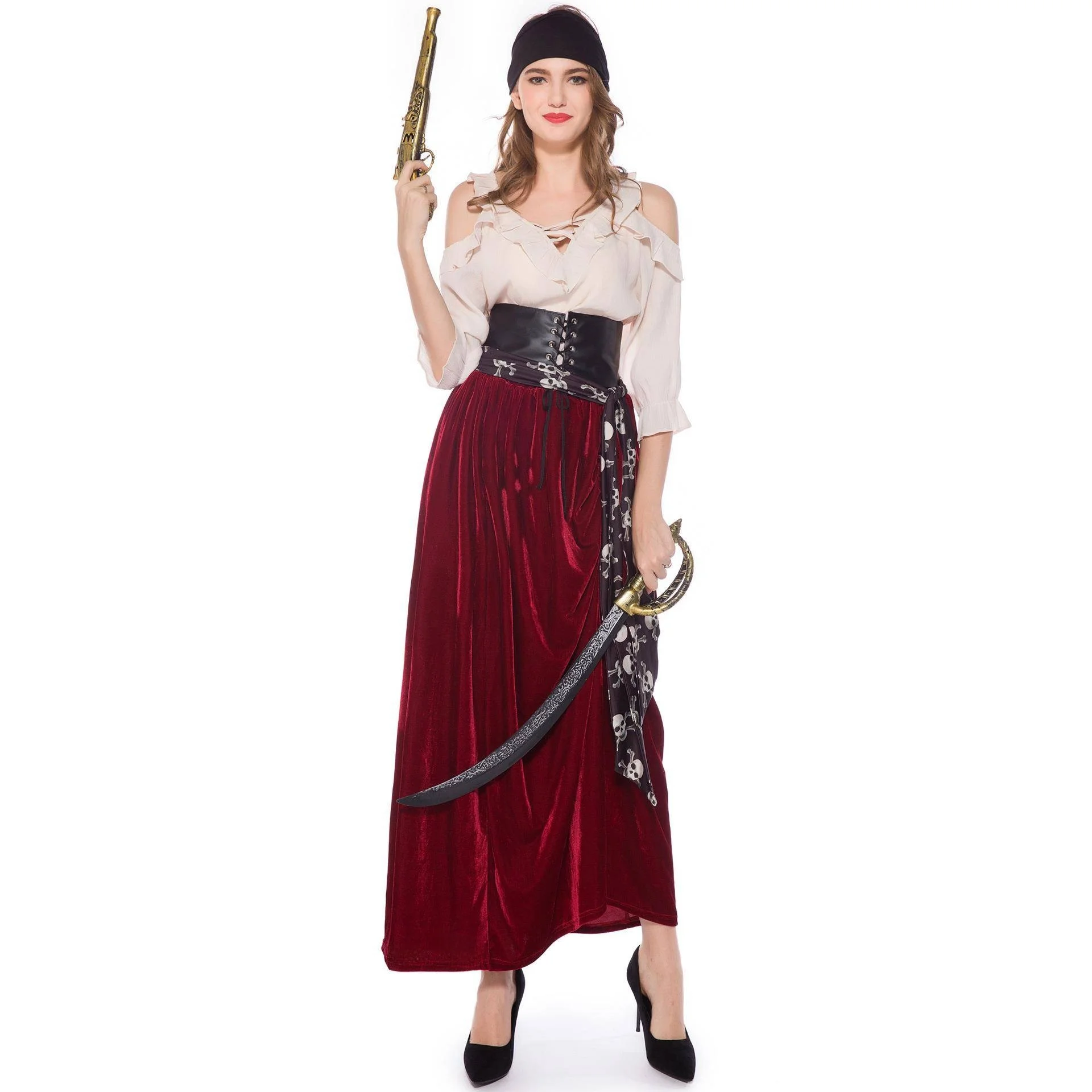 Adulto feminino caribe pirata cosplay desempenho traje palco drama desempenho roupa loween tema traje de palco étnico