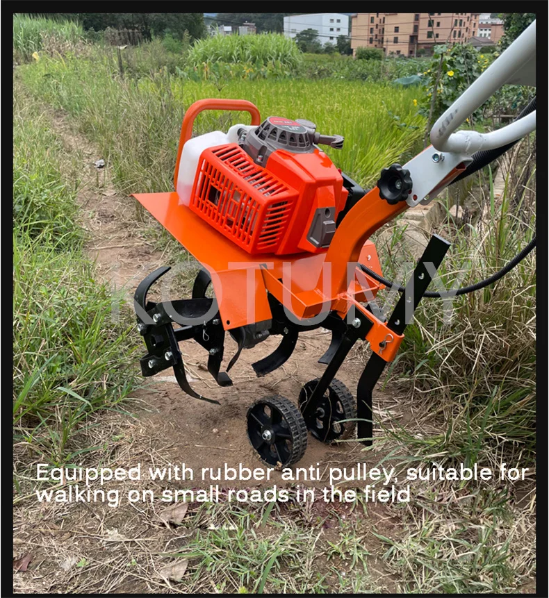 Multifunctional Micro-tiller Small Plough Soil Turning Household  Ditching Rotary Cultivator Weeding Agricultural