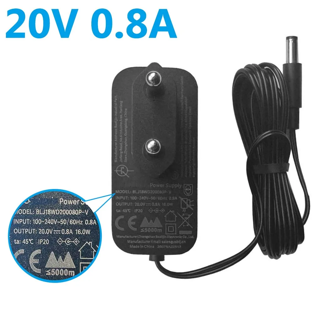 Netzteil für Roborock Q7 BF&BF PLUS Roboter-Staubsauger, 20 V, 0,8 A, Ladegerät, Netzkabel für Panasonic MC-WDD91-S MC-WMD85