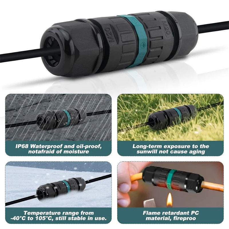 IP68 Waterproof Electrical Cable Connector Outdoor Wire Junction Box For External Wiring