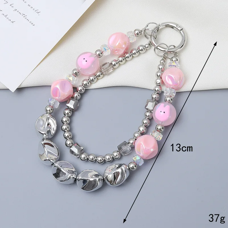 6pcs/set Pearl Mobile Phone Charm keychain Chain Girl Woman Cell Phone Case Fashion Pendant Key Strap Rope With Universal Clip