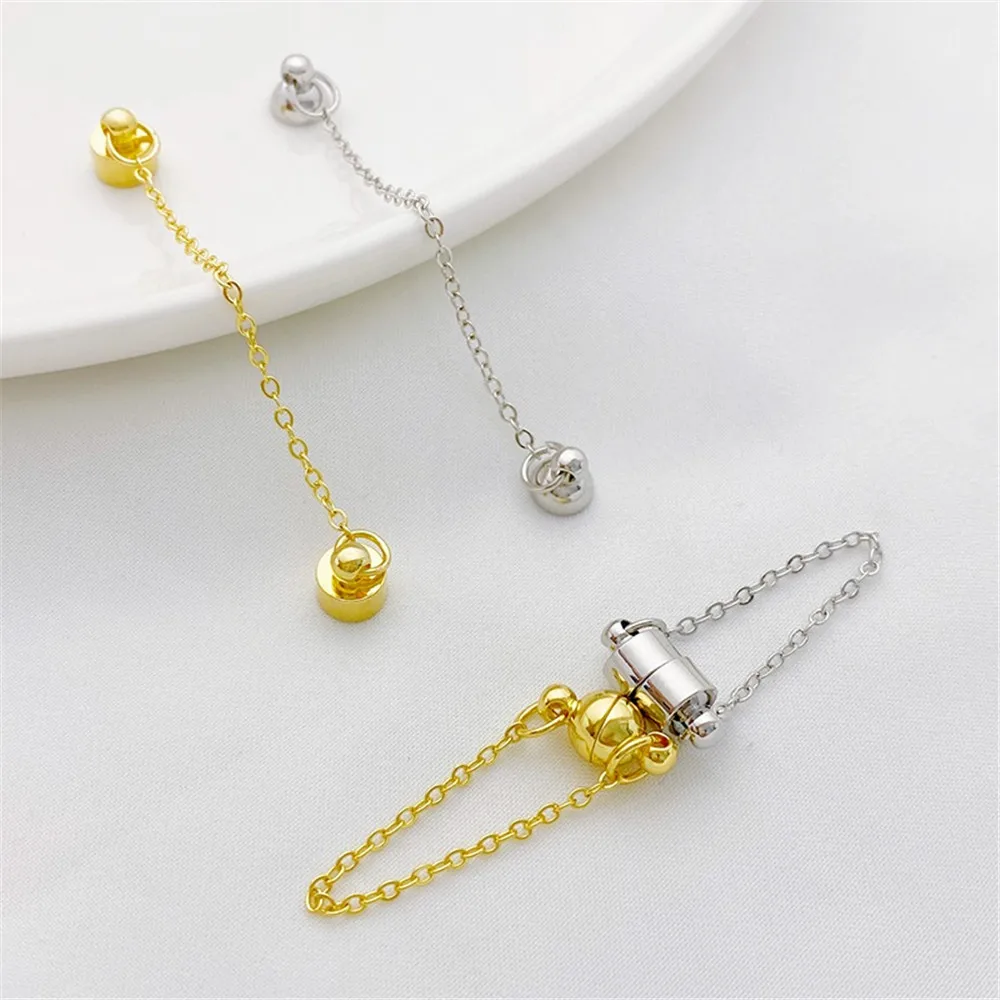 14K Gold Wrapped Anti Drop Ball Chain Magnetic Buckle Magnetic Buckle DIY Bracelet Necklace Closure Connection Magnetic Buckle