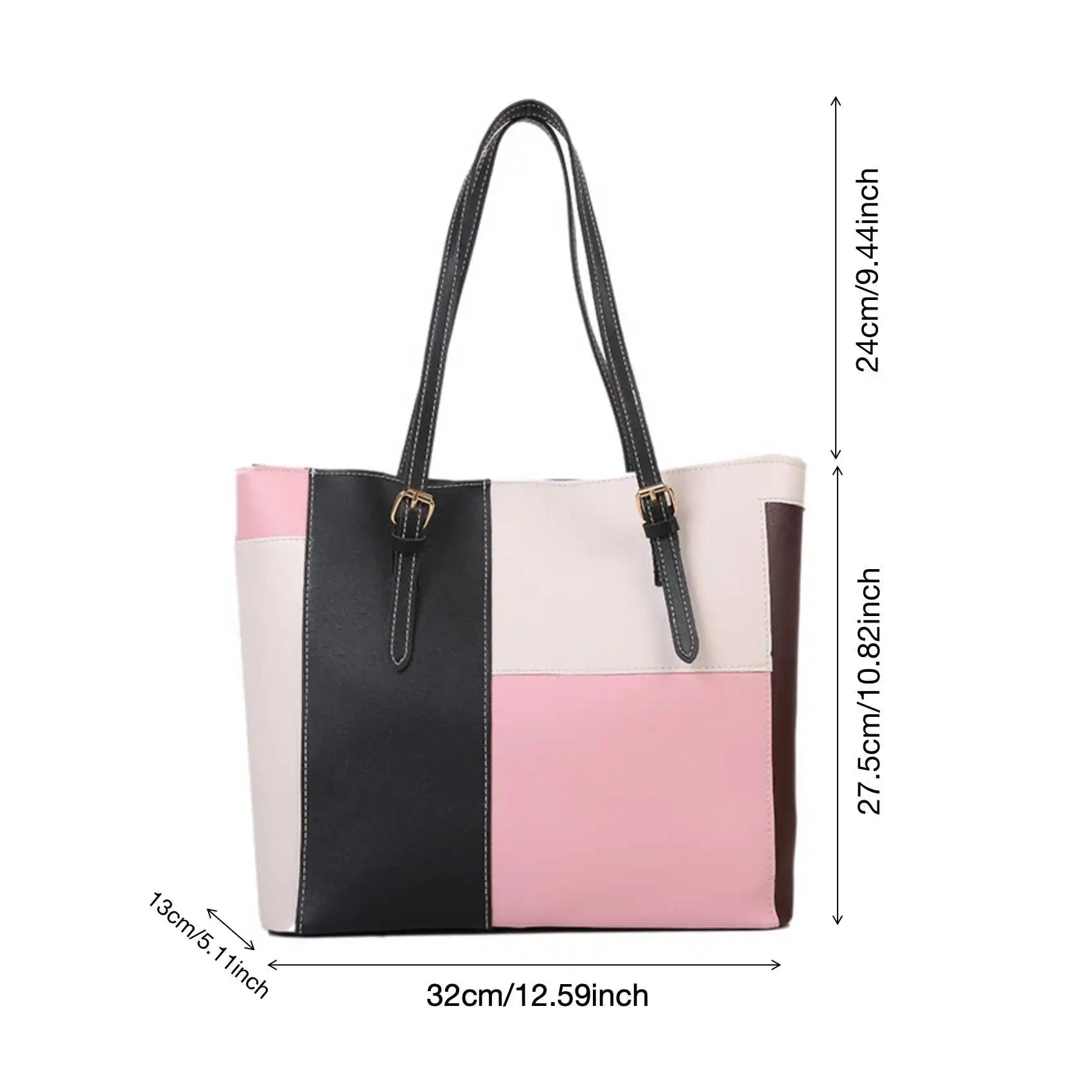 Borsa Tote con cuciture alla moda borsa Casual in pelle PU da donna di grande capacità