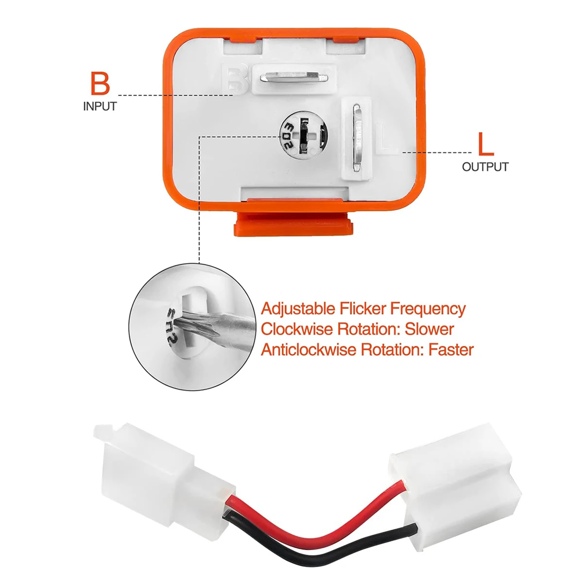 Adjustable 2-Pin Electronic LED Flasher Relay with Wires for Bikes Motorcycles Scooters Turn Signals Hyper Flash Blinkers Relay image 3