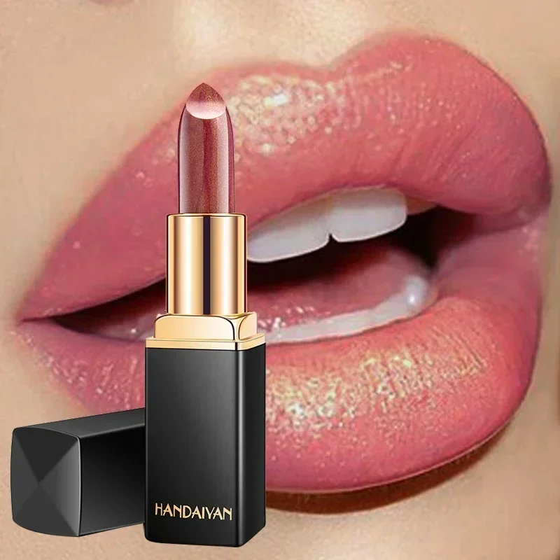 Maquillaje de labios profesional de marca, brillo resistente al agua, pigmento de larga duración, lápiz labial brillante de sirena rosa desnudo, maquillaje cosmético de lujo