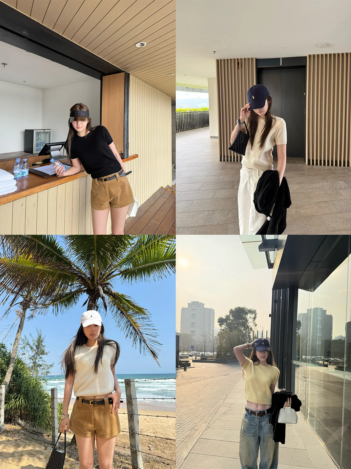 

EEWEN LA MODE: Практичный вязаный джемпер Slim Fit с коротким рукавом, 3 цвета, прямой крой, шерстяной трикотаж