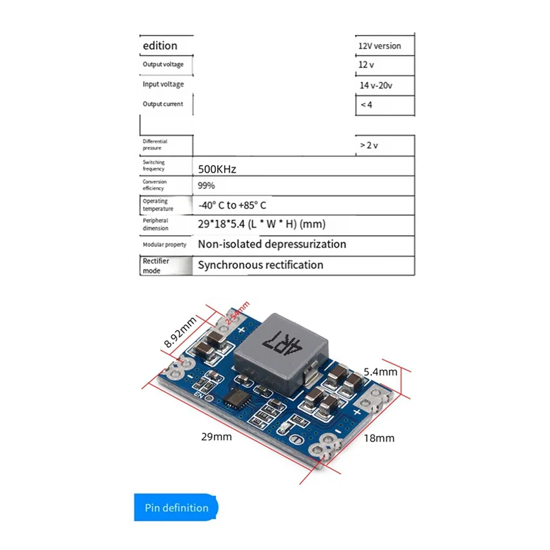 

DC-DC Mini560 PRO Понижающий регулируемый модуль питания постоянного тока Высокоэффективный выход 12 В Простая установка