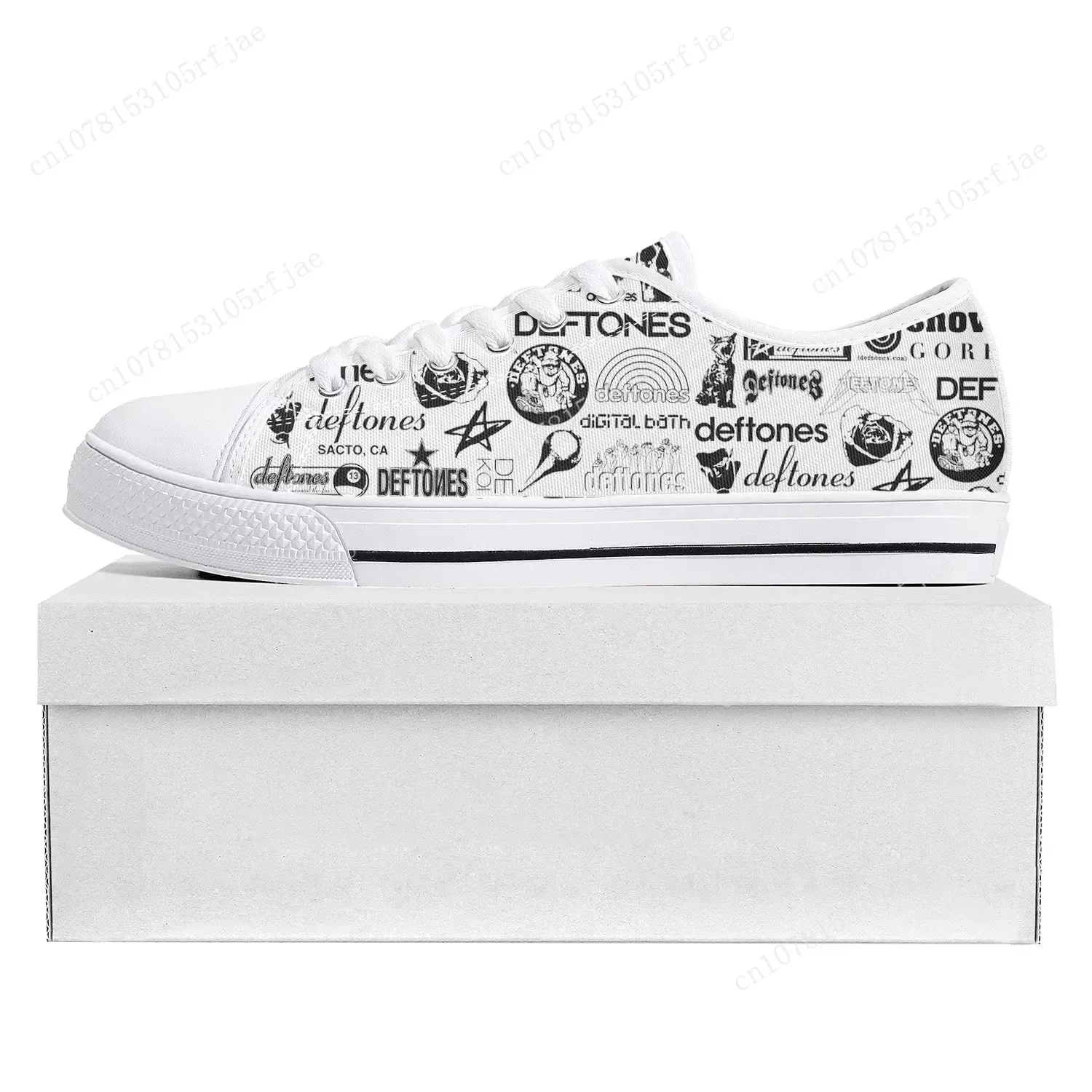 Deftones Rockband Low Top hochwertige Turnschuhe Herren Damen Teenager Leinwand Skelett Paar Schuhe Pop Sneaker benutzer definierte Schuh