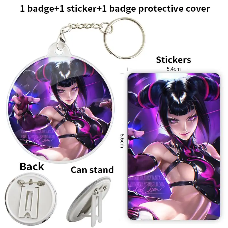 Juri Han Anime Character Game Soft Button Badge Brooch anchor Peripherals Pin Commemorative DIY Lapel Backpack Decoration 75mm