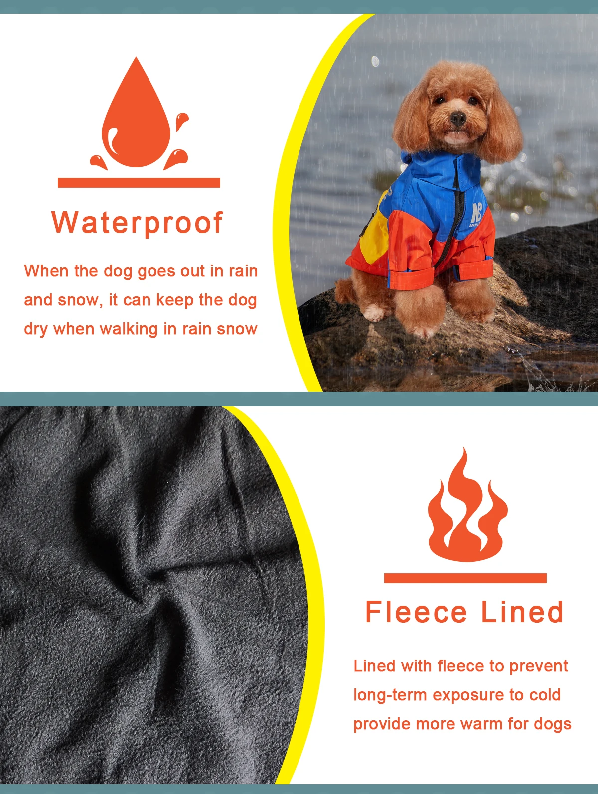 Wasserdichte Kleidung für große Hunde, Winter, warm, Haustier-Regenmantel für mittelgroße und große Hunde, modische coole Hundejacke, französische Bulldogge, Chihuahua-Outfit – Detail 6