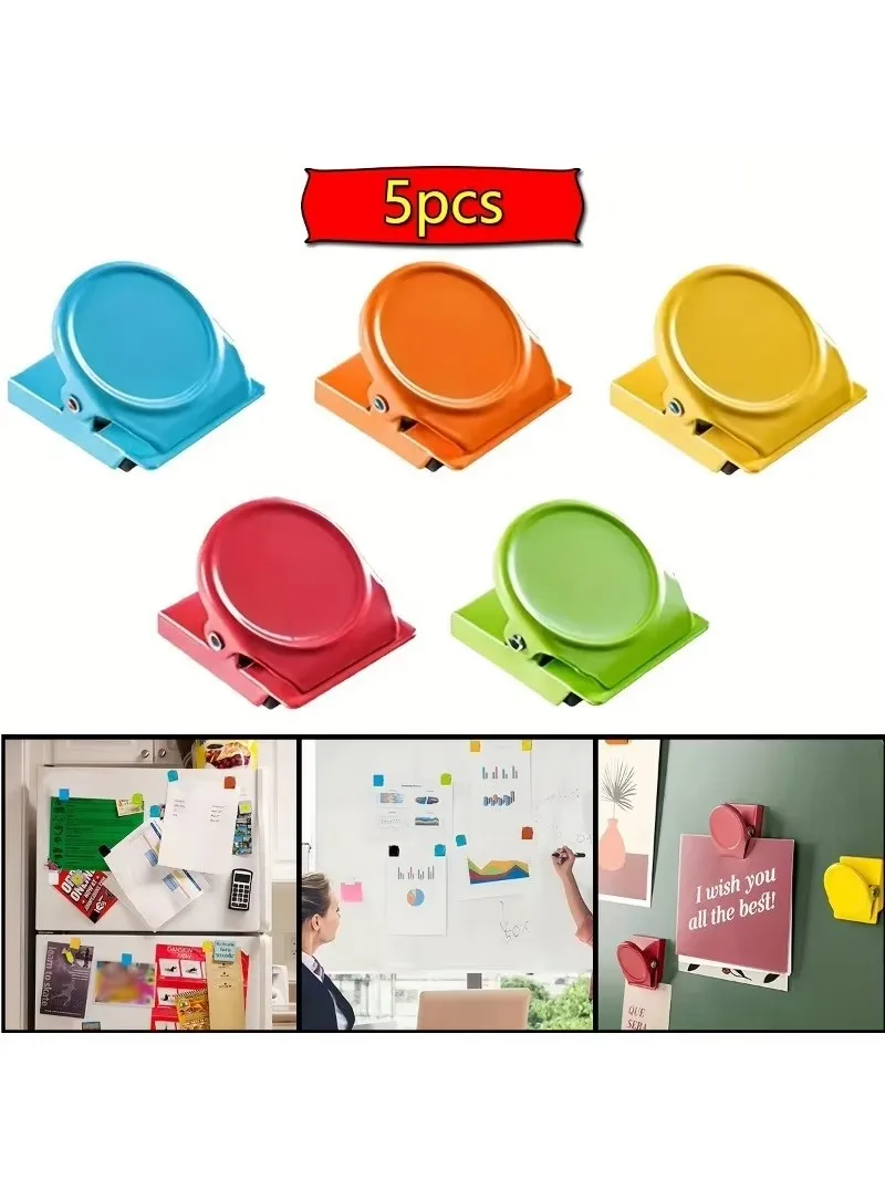 5pcs Magnetic Office & Fridge Clips - Multicolor, Multi-Use Document Organizers for Home and Kitchen Desk Assessories