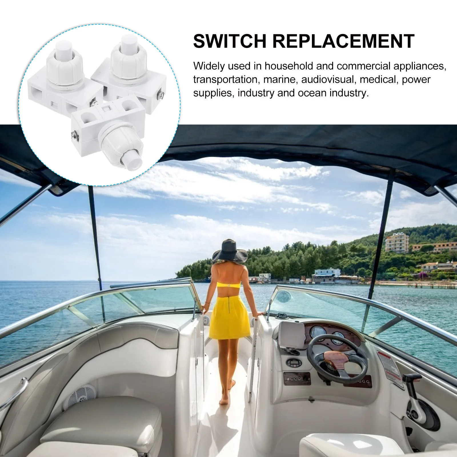 

3pcs Self-Locking Push Button Switch Durable Abs Copper For Light Appliances Diy Projects Household Industrial Use