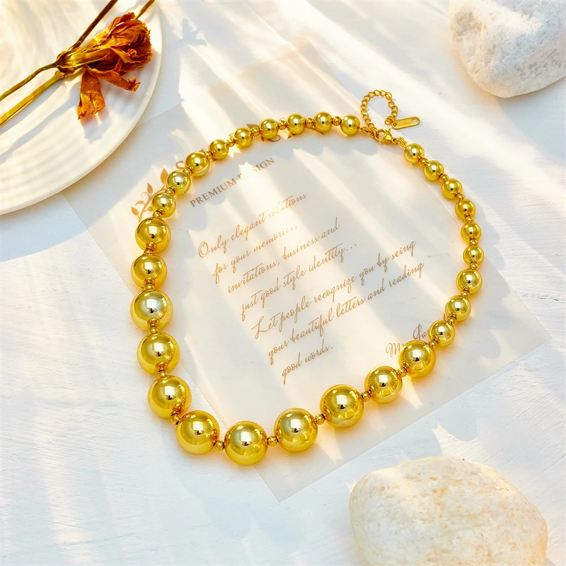 DIEYURO Exaggerated CCB Material Large Round Ball Beads Choker Necklace For Women New Punk Girls Hip Hop Chain Jewelry Gifts