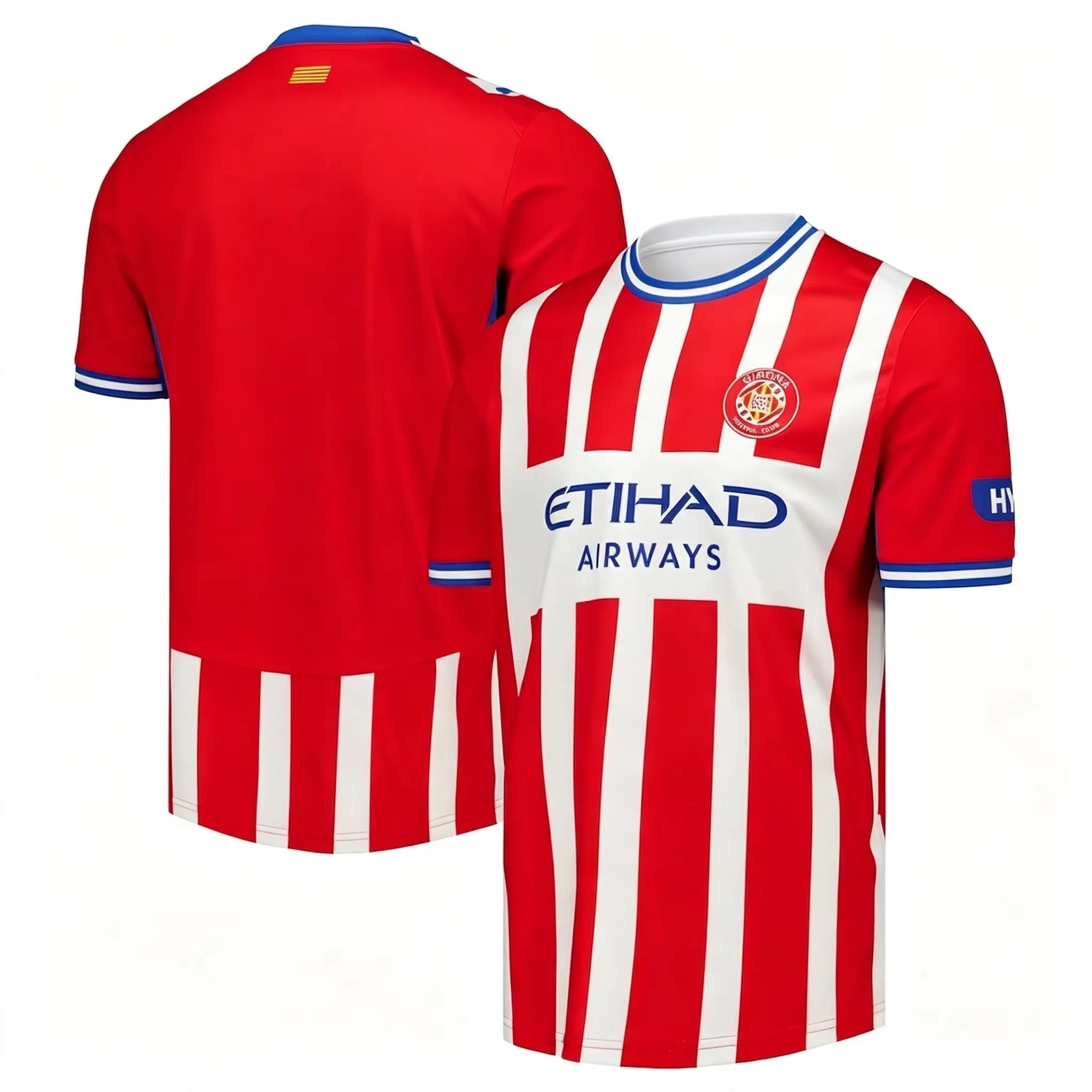 Girona FC 2026/27 Heimtrikot für Herren, Rot-Weiß Gestreiftes Kurzarm-Fußballshirt, Atmungsaktive Fan-Sportuniform – Detail 3