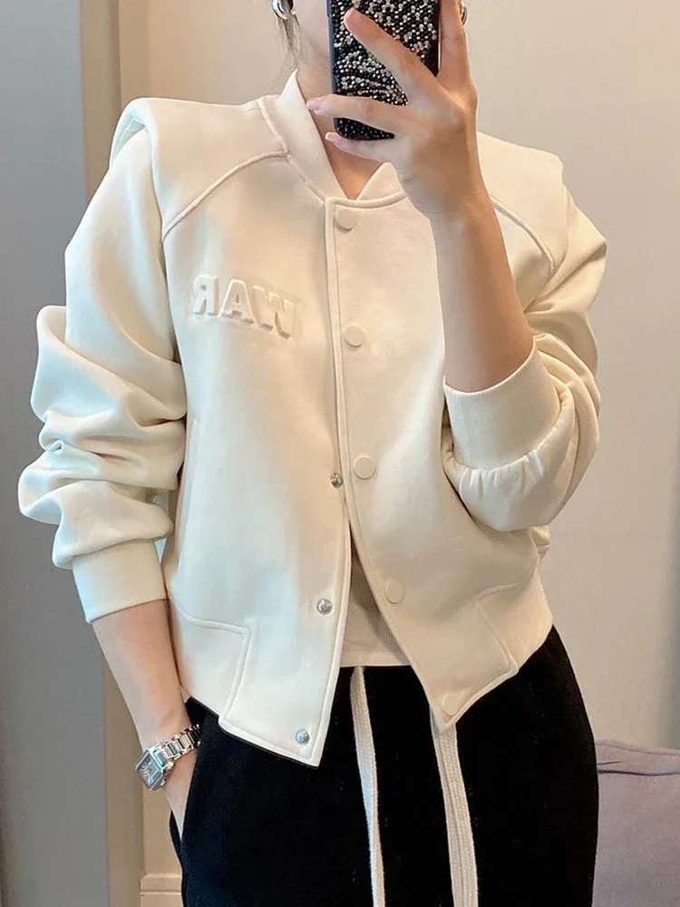 

Buttons Loose Women's jacket Stand Collar Bomber Jacket Female Casual outwear korean Woman clothing spring autumn tops women