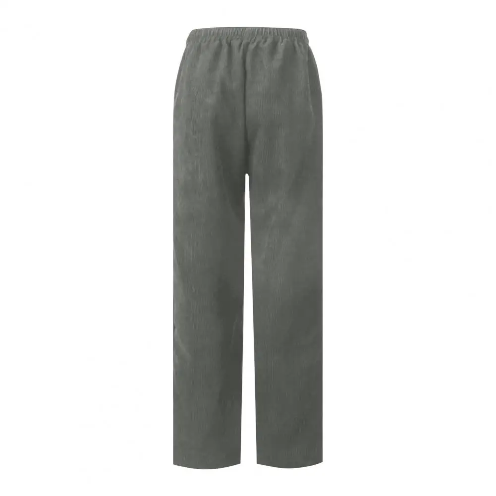 Pantaloni di velluto a coste con tasche Pantaloni di velluto a coste da donna alla moda con coulisse a vita alta Elastico in vita Gamba dritta Lavoro casual