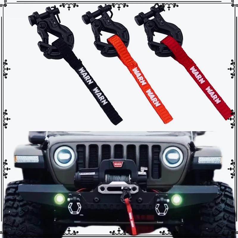 Rc Car Winch Hook with Winch Pull Strap Tags Decoration for 1/10 Rc Crawler Car Axial Scx10 Traxxas Trx4 Rc4wd Rgt Yikong Parts
