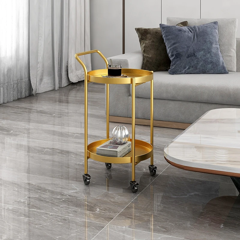 

Nordic light luxury small coffee table cart living room side bedroom removable with wheels side cabinet corner balcony small rou