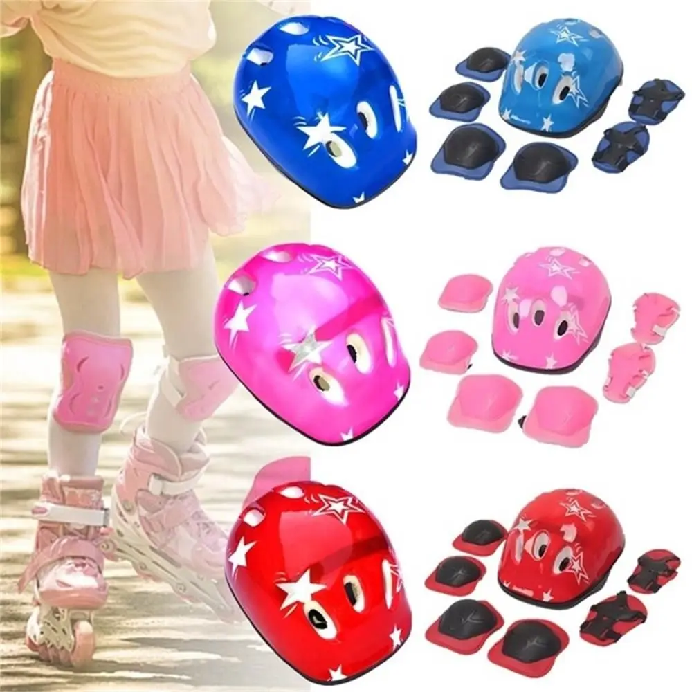 7Pcs/Set Blue Red Pink Bike Safety Boys Girls Kids Kids Protective Gear Sets For Skate Cycling Knee Elbow Pad Set Kid Helmet