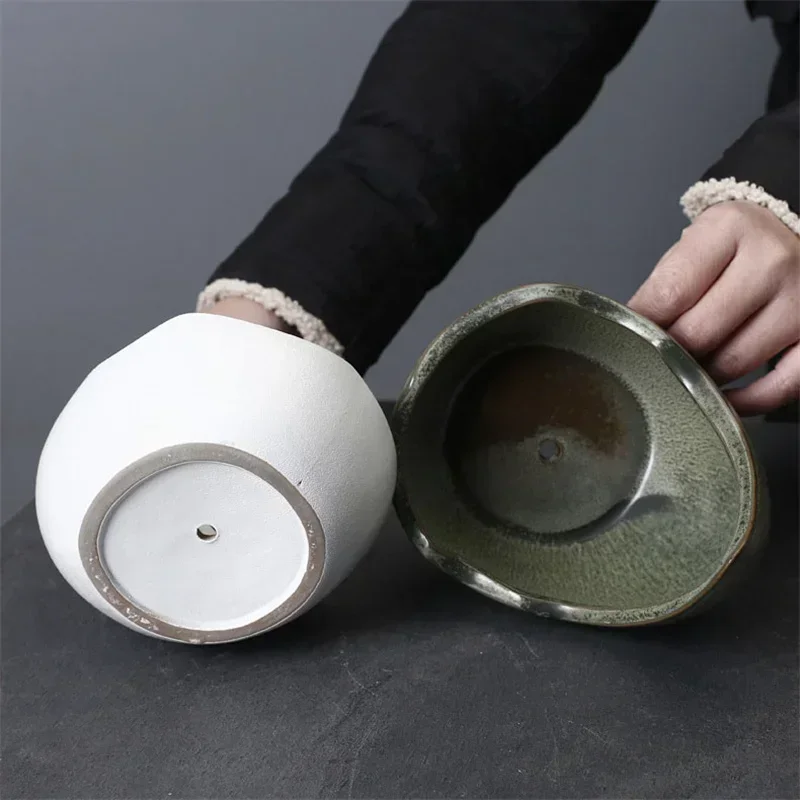 Rhinoceros Horn Shape Ceramic Flower Pot Green Plant Pot Succulent Planter Cactus Bonsai Pot Flower