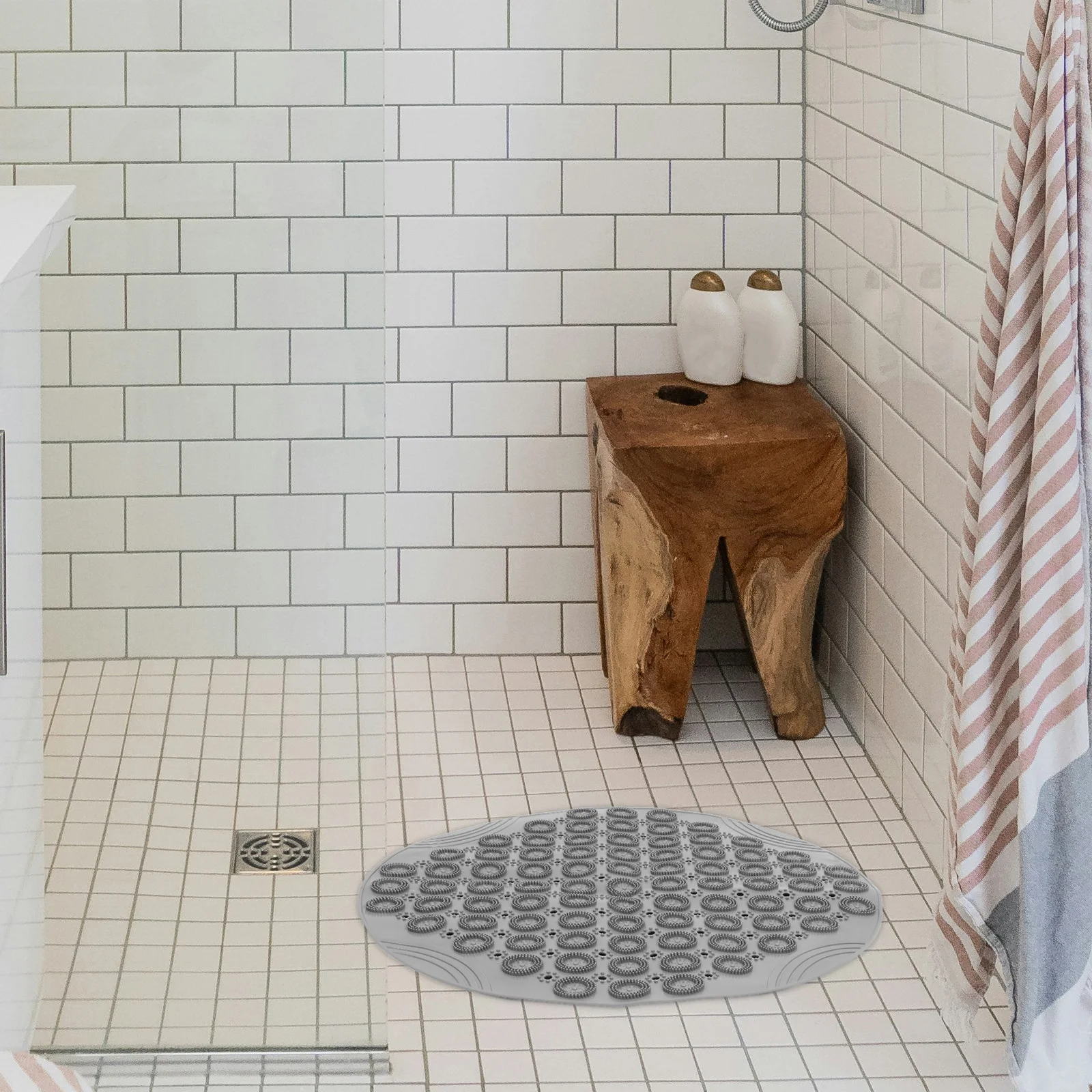 

Hollow Bathroom Floor Mat Wear-Resistant Tpe Non-Slip Shower Rug Suction Cup Foot Pad Anti-Skid Bathtub Mat Comfort Massage