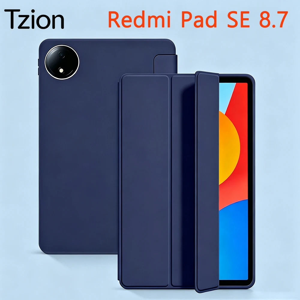 For Xiaomi Redmi Pad SE 8.7 2024 , Ultra Thin Trifold Stand PU Leather Protective Cover, Auto Sleep / Wake Soft Silicone Case