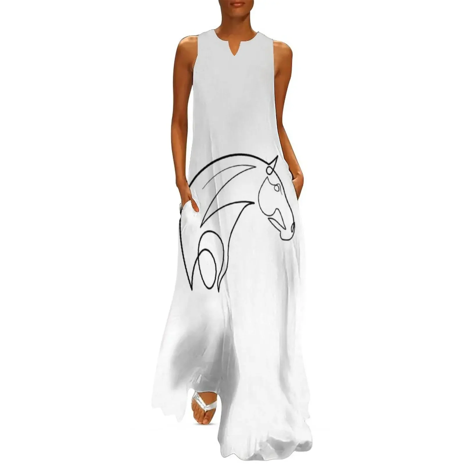 

Horse one line art Long Dress elegant women's sets Elegant gowns Beachwear Dress