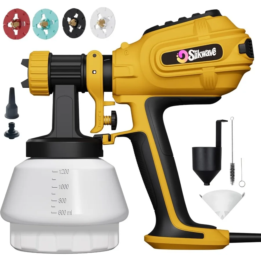

700W HVLP Electric Paint Sprayer for Indoor and Outdoor Use HighPressure Spray Gun with Builtin Cleaning and Blowing Joints 4 N