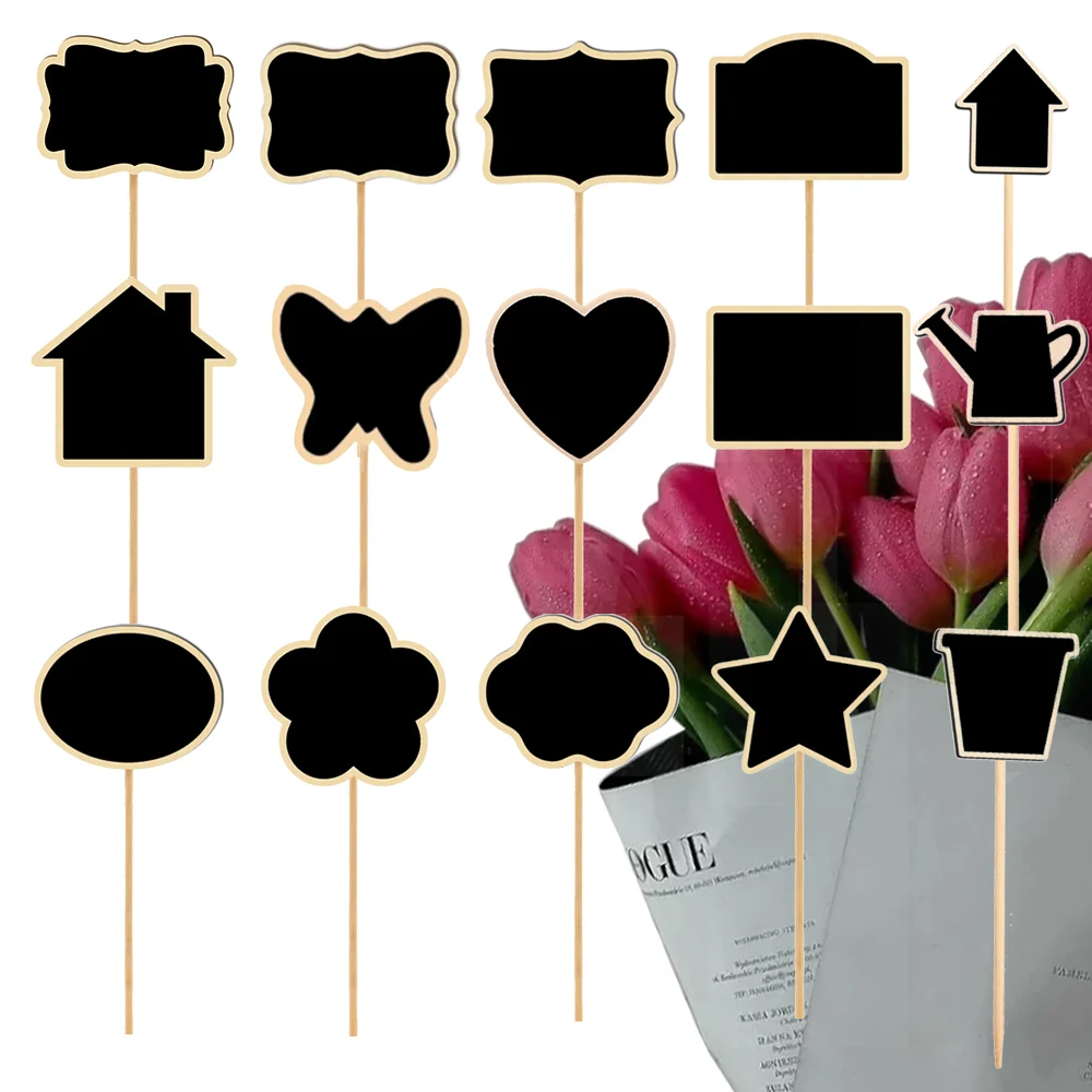 

10PCS Wood Mini Chalkboard Sign Garden Plant Label with Stake Environmentally Seed Flower Pot Marker Black Board Decorative Tag