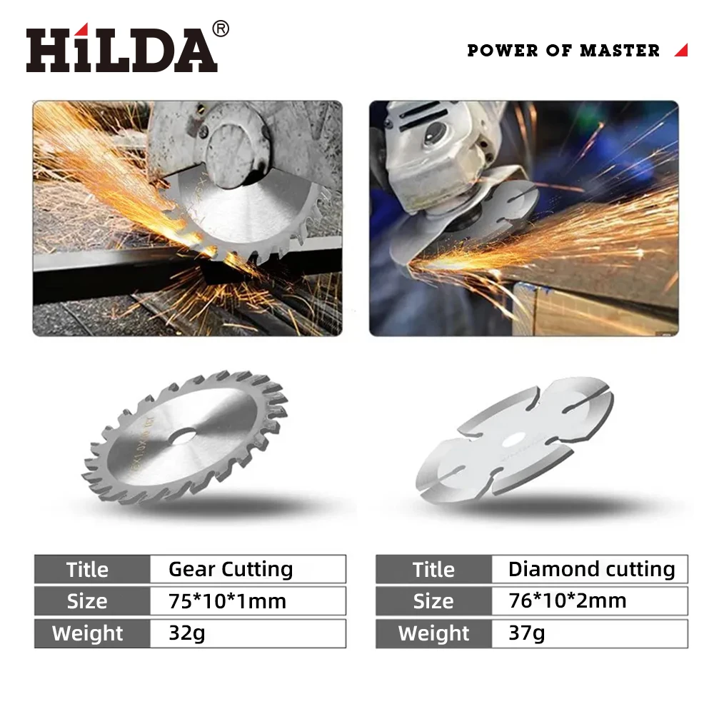 HILDA 3 Inch Cutting Blade 76mm Grinding Wheel Blade Angle Grinder Saw Blade for Cutting Tile Ceramic Concrete Marble