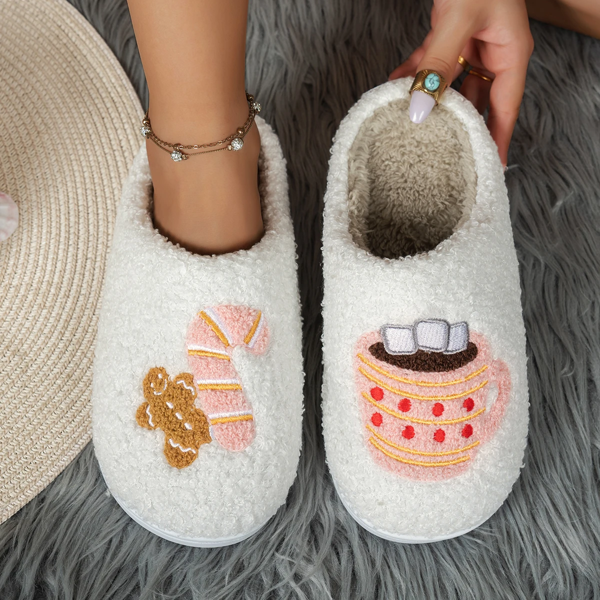 รองเท้าแตะใส่ในบ้านสำหรับผู้หญ - Embroidery Shoes บทวิจารณ์และราคา