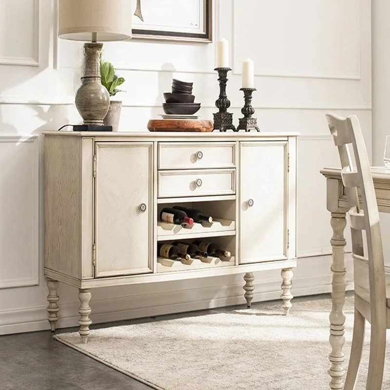 country old solid wood storage wine cabinet sideboard vintage light luxury simple  storage cabinet