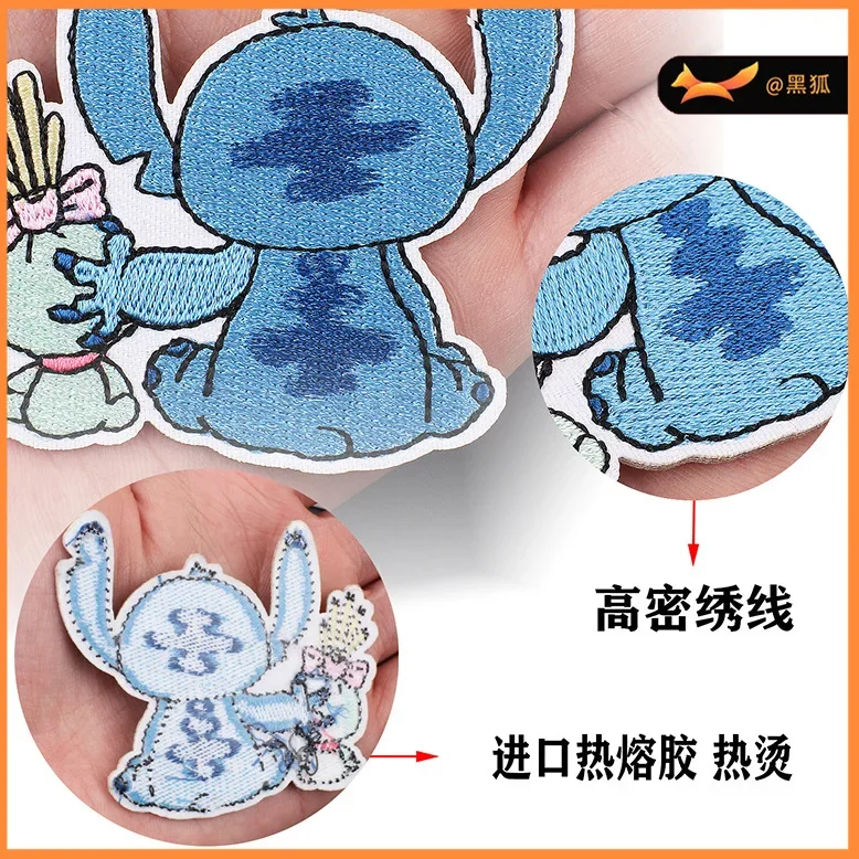 16pc disney lilo & ponto bordado remendo ferro em remendos para roupas dos desenhos animados costurar apliques ponto remendo diy para homens mulheres crianças