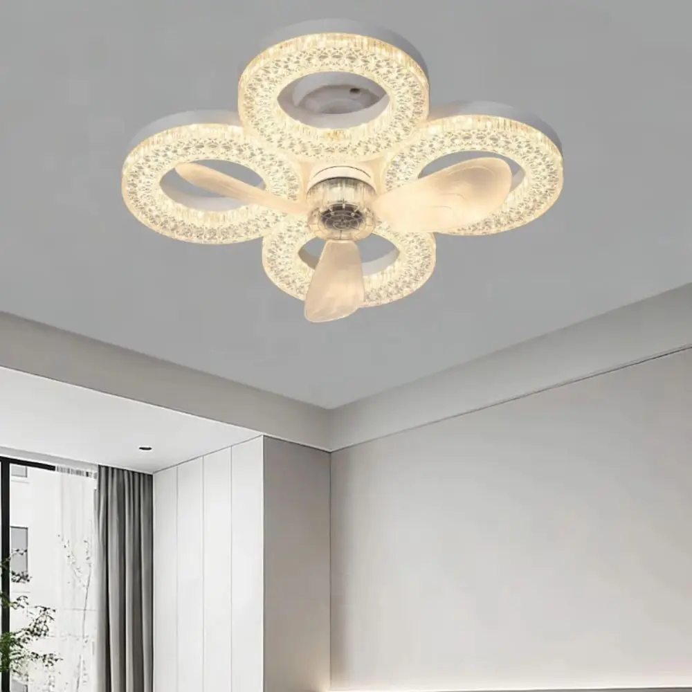 Large Air Volume Fan Light Silent Operation E27 Screw Base 2 In 1 Fan Light Timing Function 5/6 Blades Remote Control Fan Light