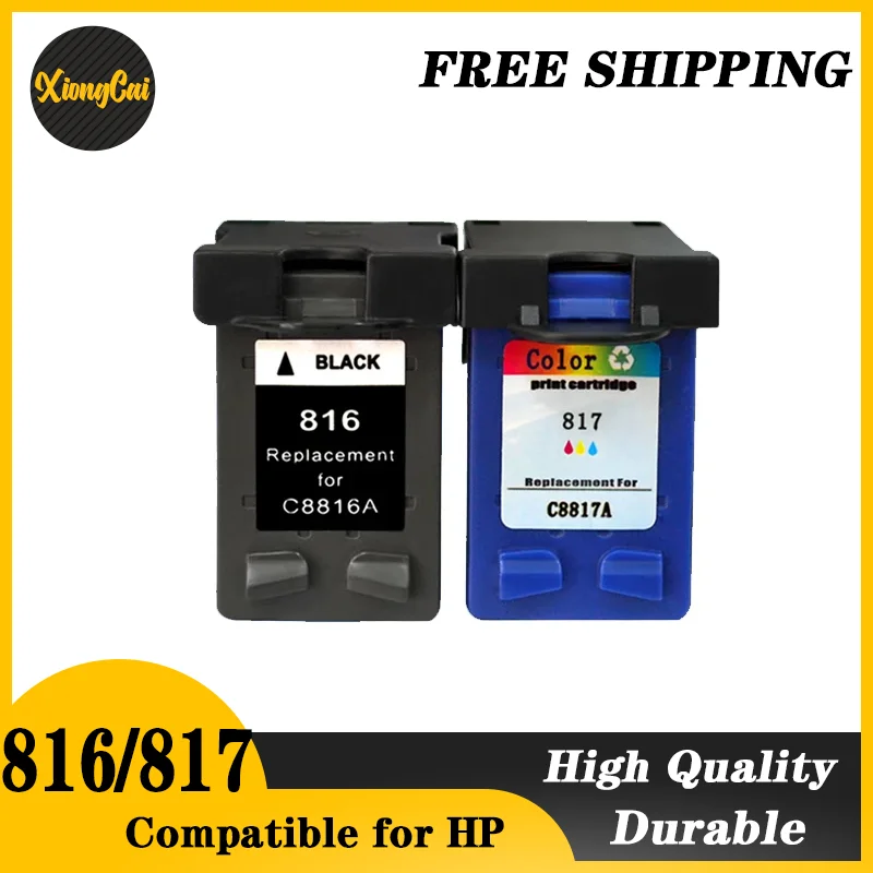 

XiongCai compatible Ink Cartridge for HP 816 817 DeskJet D1468 D2360 D2368 D2468 3668 5168 5652 3938 printer for hp816 For HP817